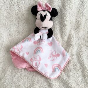Disney Baby Minnie Mouse Lovey Pink Rainbow 14” Security Blanket Girls